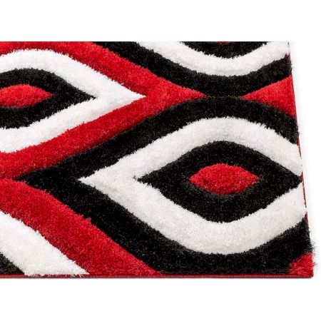 Modern Red Geometric Living Carpet